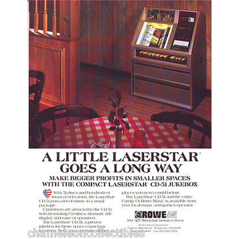 LASERSTAR CD-51 Ver #2 ROWE AMI 1995 ORIG JUKEBOX FLYER Vintage Retro Promo Art